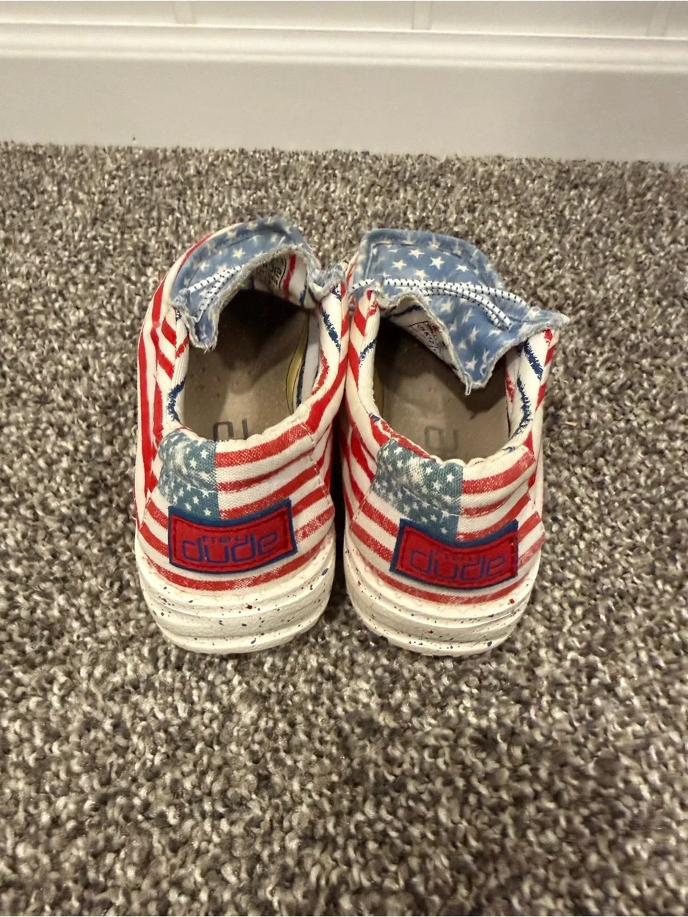 Hey Dude Kids Moccasins American Flag Red White Blue
